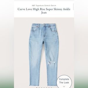 NWT Abercrombie & Fitch Curve Love High Rise Super Skinny Ankle Jean